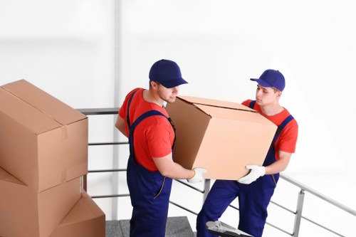 Student removals in Welling with packed boxes ready for loading
