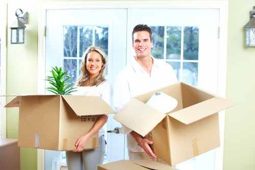 Securely arranged goods inside a moving van for safe transport