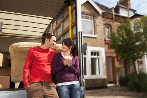 Van loading example with boxes and furniture for a local move